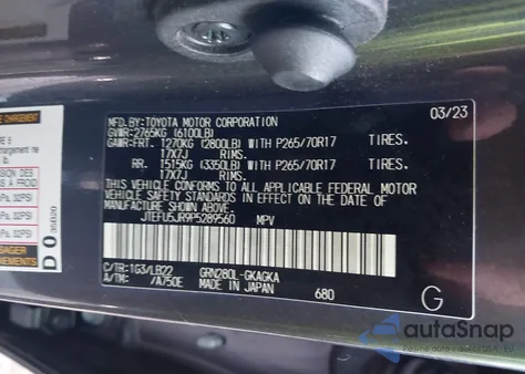 2023 Toyota 4Runner Sr5 Premium z USA, uszkodzony, nr VIN JTEFU5JR9P5289560